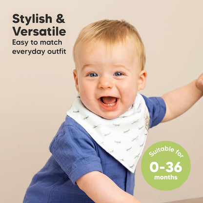 8-Pack Organic Baby Bandana Bibs for Boys, Girls - Super Absorbent Triangle Baby Bibs for Drooling