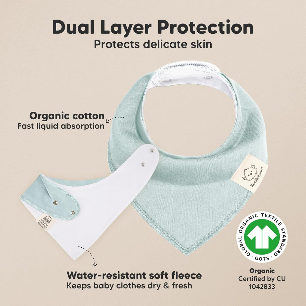 8-Pack Organic Baby Bandana Bibs for Boys, Girls - Super Absorbent Triangle Baby Bibs for Drooling