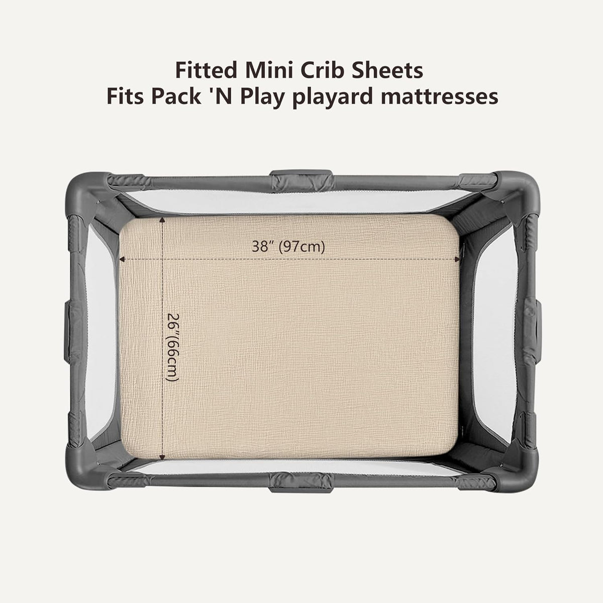 Bearmoss Muslin Mini Crib Sheets for Pack N Play Mattress - 100% Cotton - 38"x24" Soft Breathable