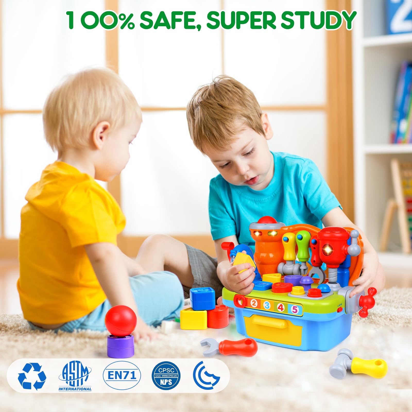 Toys for 1 Year Old Boy, Musical Toy Tool Bench, 1 2 3 Years old Boy Gifts