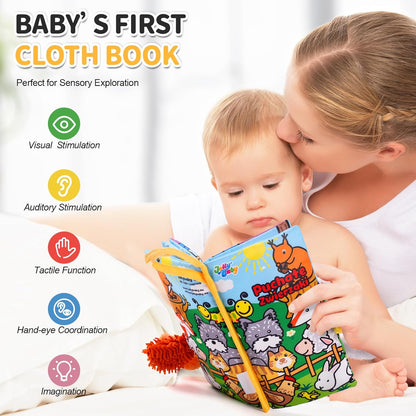 Jollybaby Baby Cloth Books, Touch & Feel Crinkle Soft Books, for Infants Babies, Toddler Early