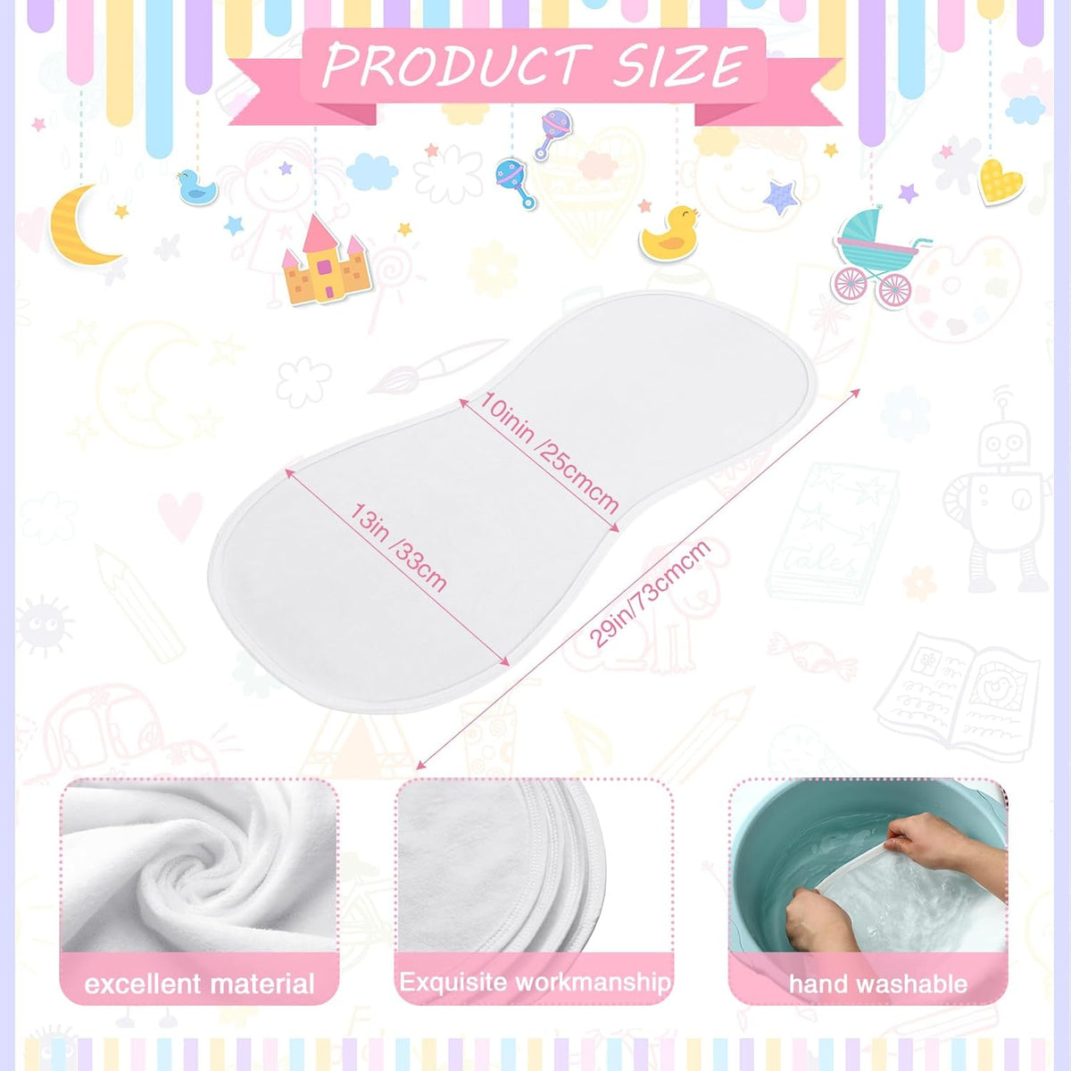 Timgle 6 Pcs 13 x 29 Inch Peanut Shape Changing Pad Liner Peanut Changing Pad Liner Portable Soft