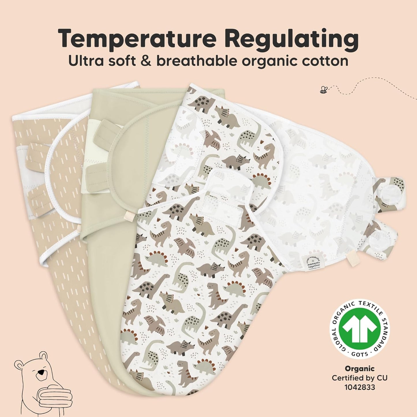3-Pack Organic Baby Swaddle Sleep Sacks - Swaddles for Newborns, Infant 0-3 Months, Baby Girls