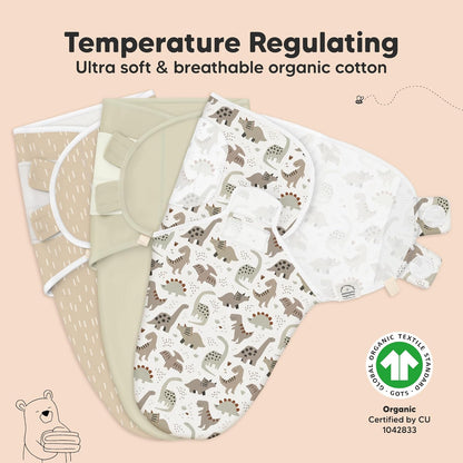 3-Pack Organic Baby Swaddle Sleep Sacks - Swaddles for Newborns, Infant 0-3 Months, Baby Girls