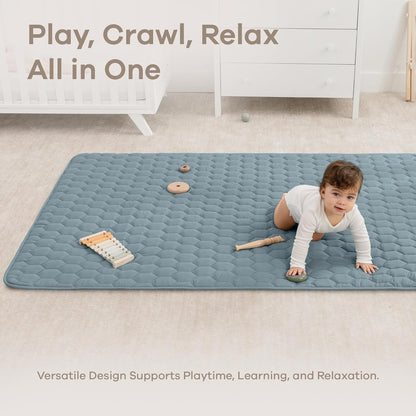 Comfy Cubs Rectangle Kids Play Mat - Medium 48 x 72 inches Soft Quilted Baby Floor Mat with
