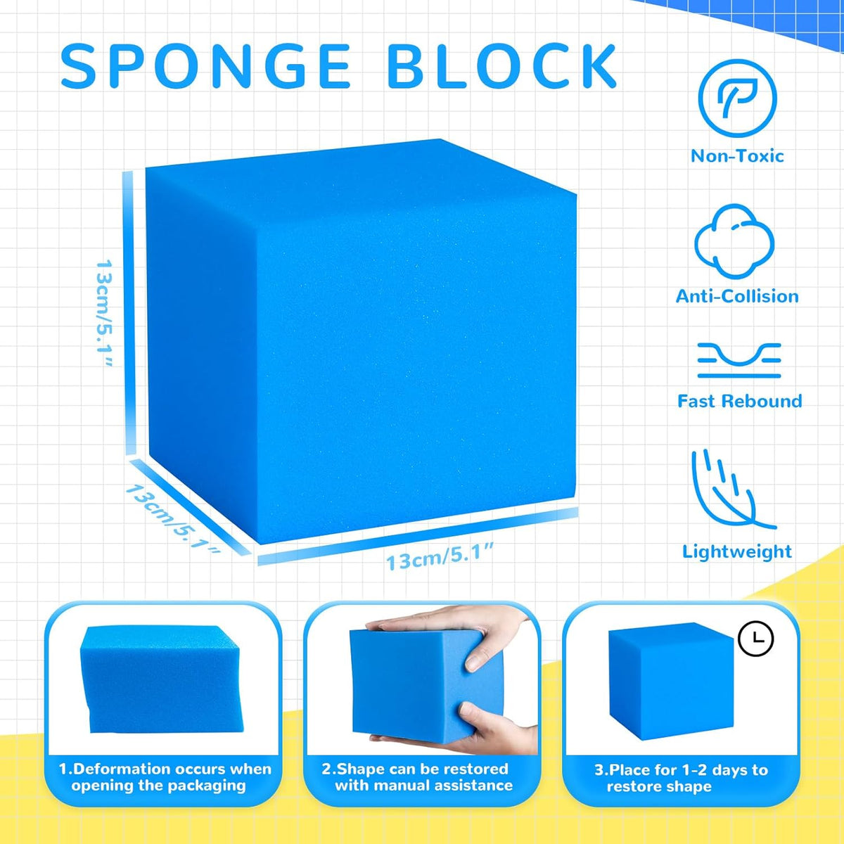Foam Pit Cubes - 36 PCS 5 Inches Gymnastics Foam Blocks Trampoline Blocks, Multi-Sport Protective
