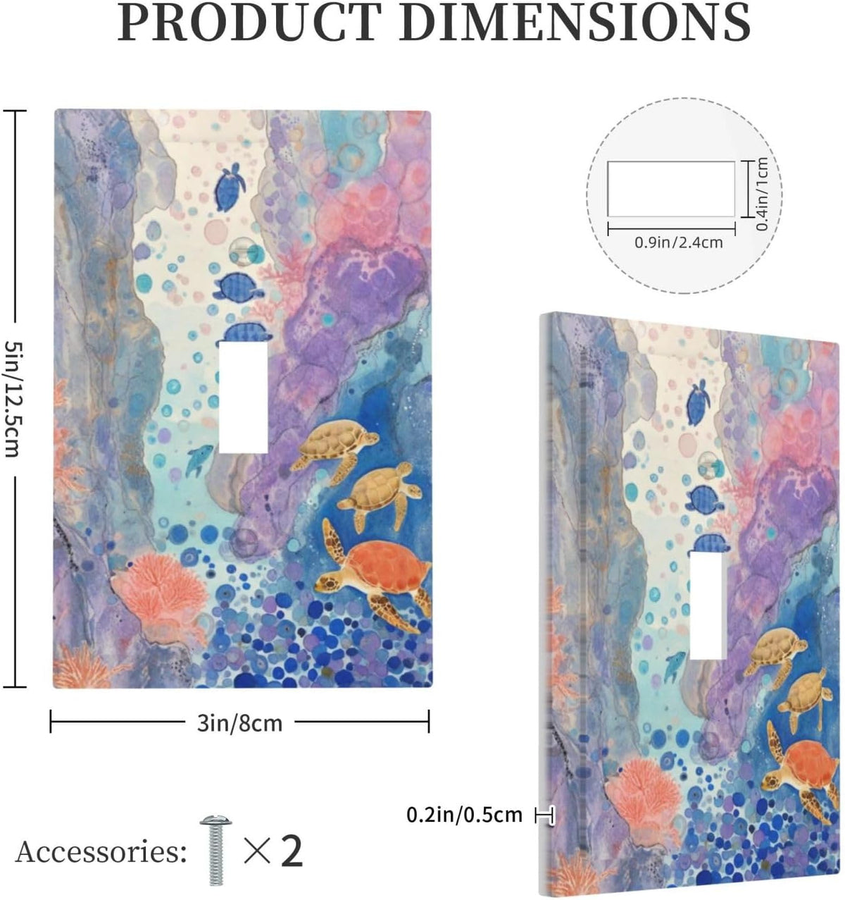 Turtle Coral Fish Watercolor Colorful Underwater World Decorative Light Switch Cover 1 Gang Single