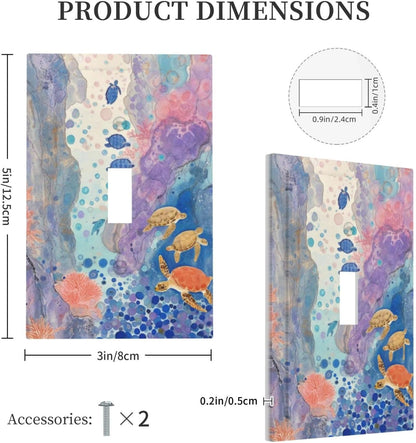 Turtle Coral Fish Watercolor Colorful Underwater World Decorative Light Switch Cover 1 Gang Single