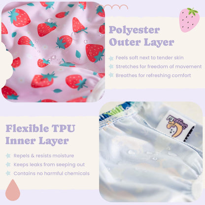 Waterproof Plastic Underwear for Potty Training, 6-Pack - Super-Soft Cloth Diaper Covers with