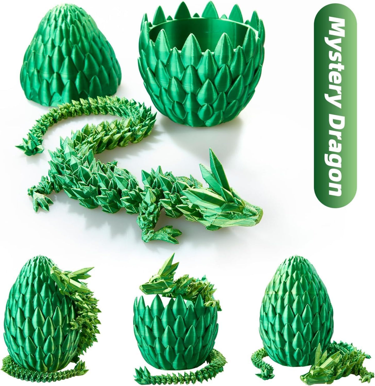 12inch 3D Printed Dragon Egg,Mystery Crystal Dragon Fidget Toys,Articulated Dragon,Home Desk Decor