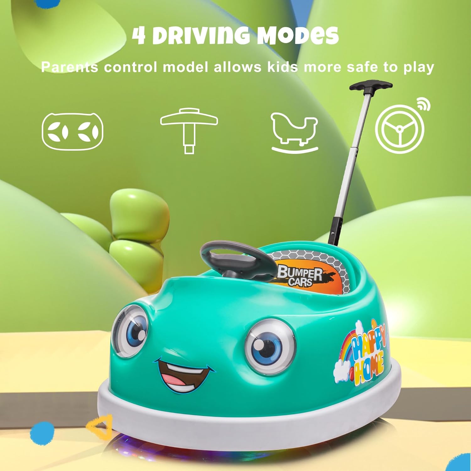 12V Dual Battery Electric Ride on Kids Bumper Car w/Remote Control,360 Degree Spin,Push Rod Rocker