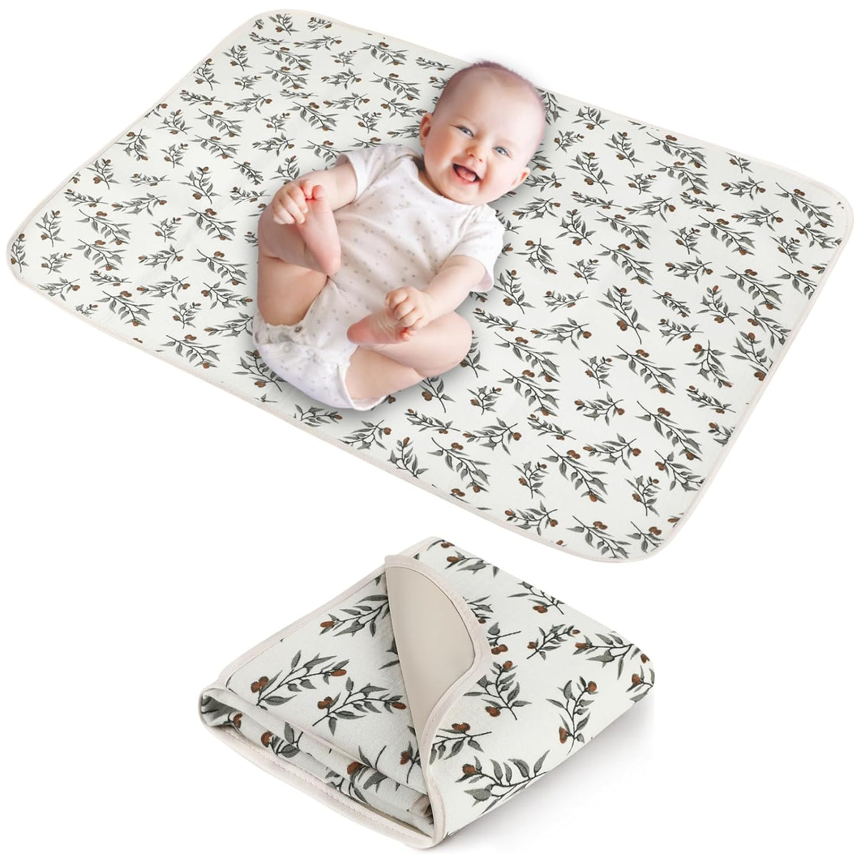 Baby Diaper Changing Pad, 19.7"x25.6" Waterproof Changing Pad Liners with 100% Muslin Cotton Front