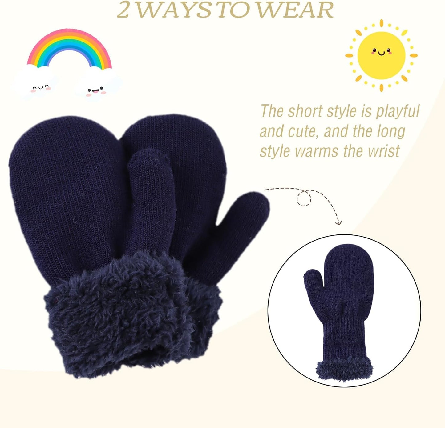 PESAAT Baby Girl Mittens Fleece Toddler Boy Mittens Warm Kids Winter Gloves Unisex Cold Weather