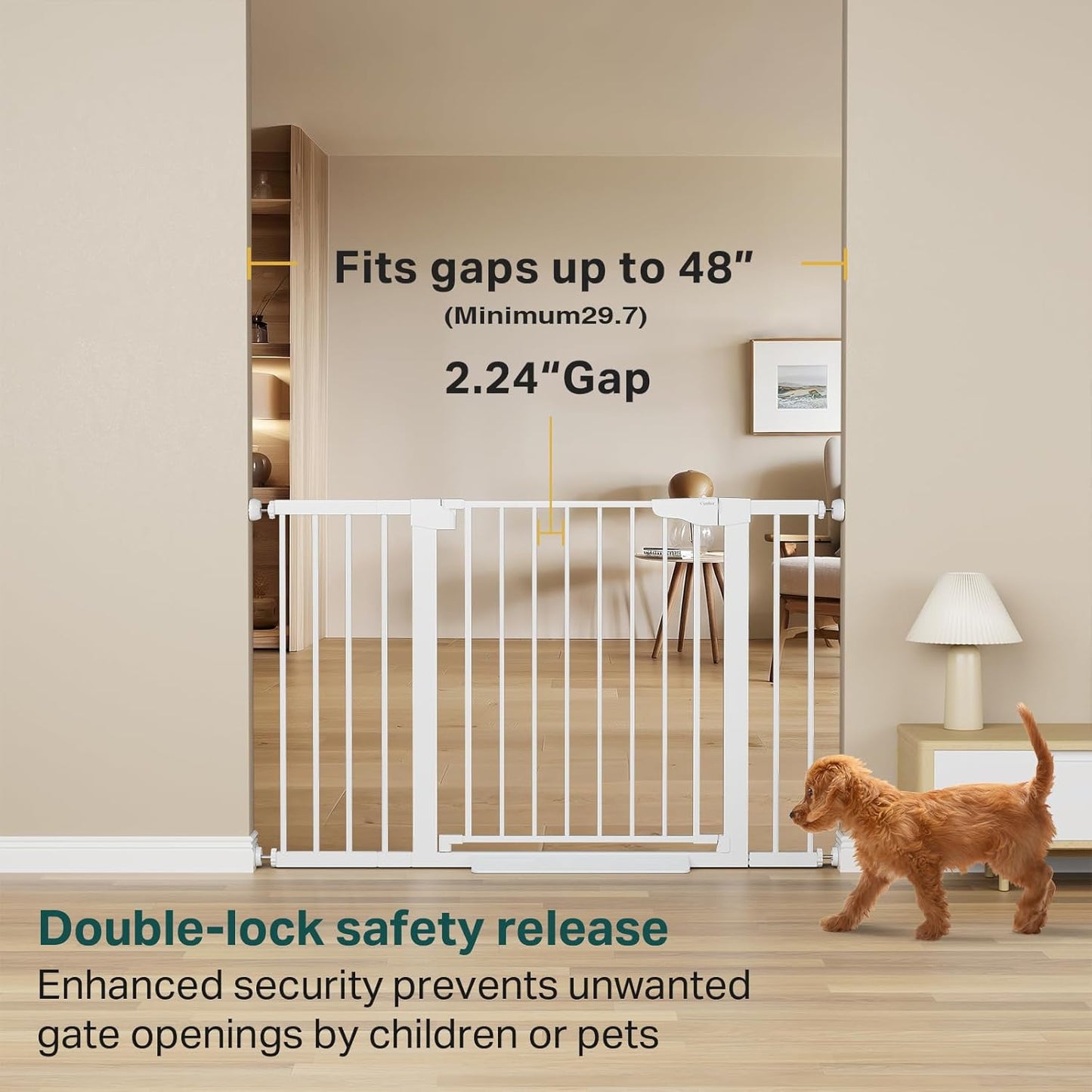 Cumbor 29.7-48" Baby Gate for Stairs, Mom's Choice Awards Winner-Dog Gates for Doorways, Auto Close