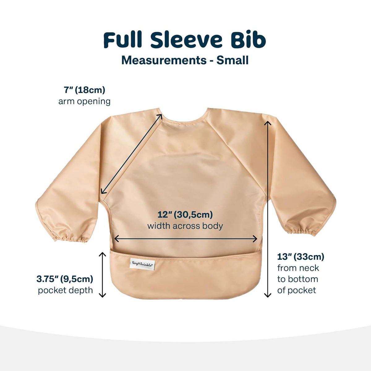 Tiny Twinkle Mess Proof Baby Bibs, 2pk Waterproof Smock Baby Bibs for Eating, Machine Washable Long