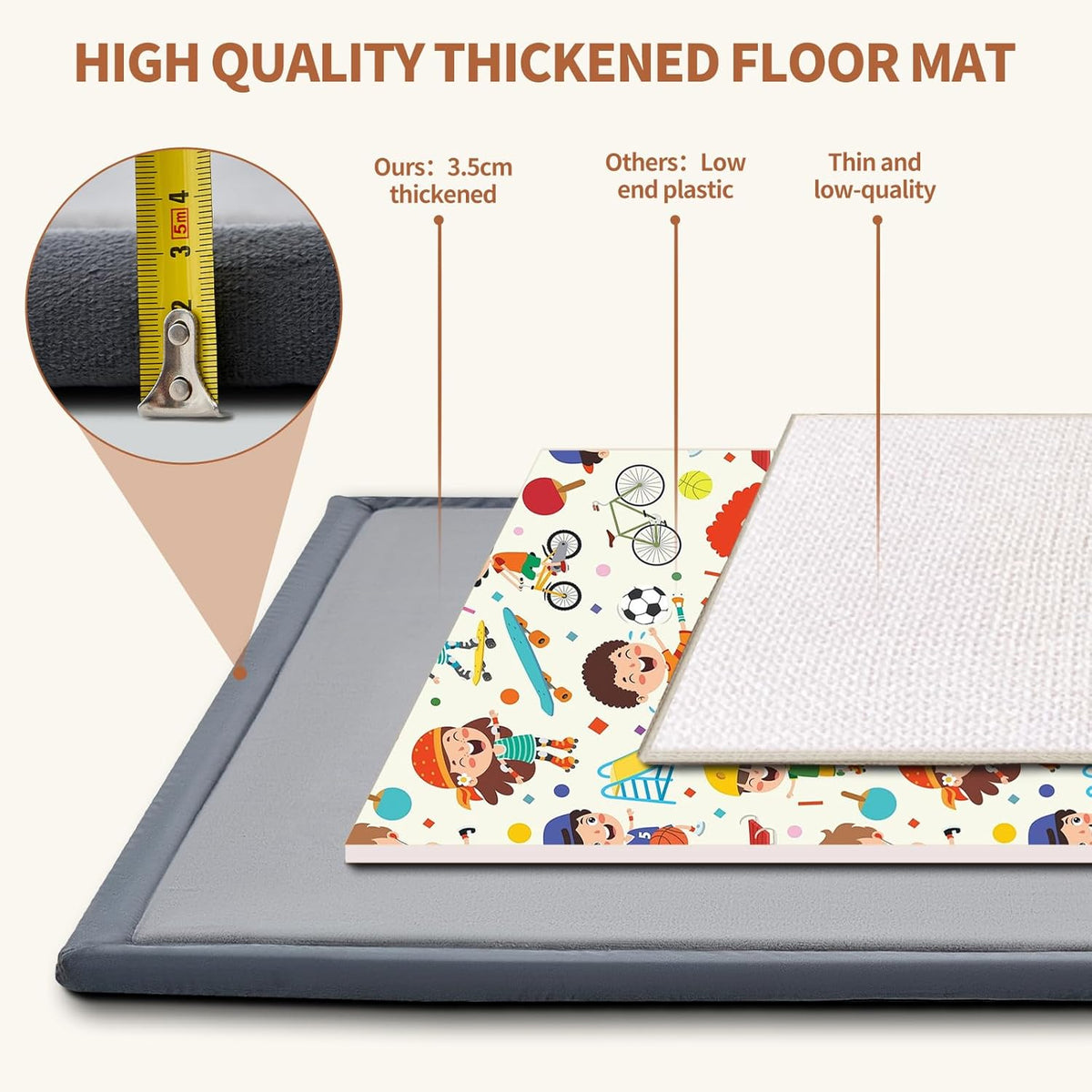 SUNYRISY 70x80in Baby Play Mat for Floor, 1.4in Thick Soft Memory Foam Crawling Tummy Time Mat for