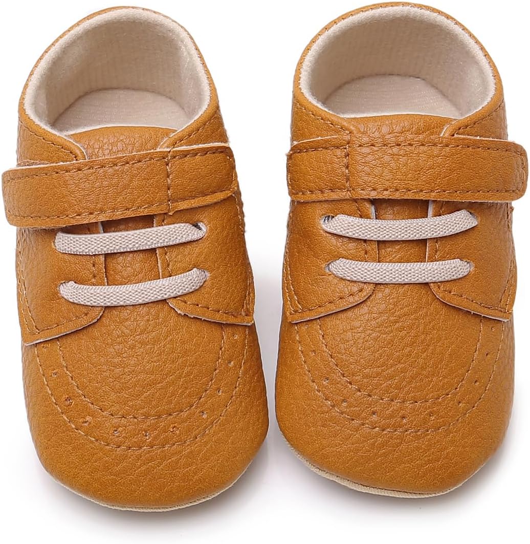 SOFMUO Baby Boys Girls High Top Ankle PU Leather Sneakers Soft Rubber Sole Infant Moccasins Newborn