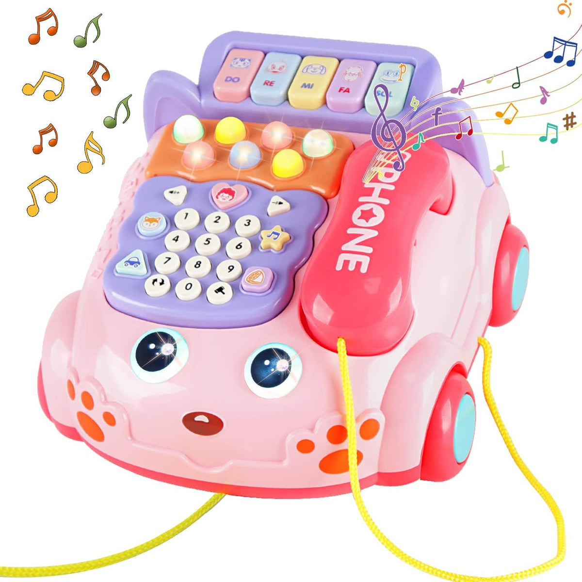 Baby Phone Toy,Baby Toy Phone Cartoon Baby Piano Music Light Toy Children Pretend Phone, Kids Cell