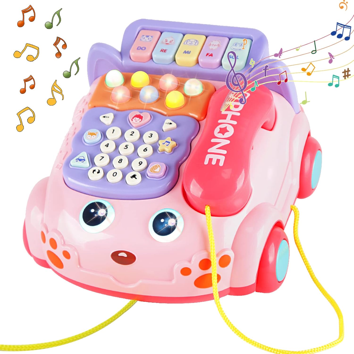 Baby Phone Toy,Baby Toy Phone Cartoon Baby Piano Music Light Toy Children Pretend Phone, Kids Cell