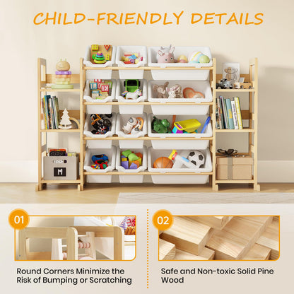 EXPERLAM Extra Large Toy Storage - Toy Storage Organizer, Wooden Toy Organizer with 6 Side Shelves
