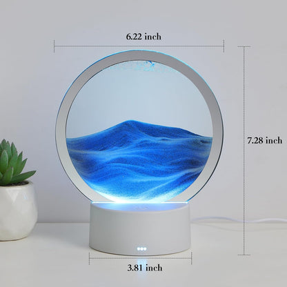 KPNUWN Moving Sand Art Liquid Motion, 3D Deep Sea Sandscape Color Quicksand Decor, Round Glass