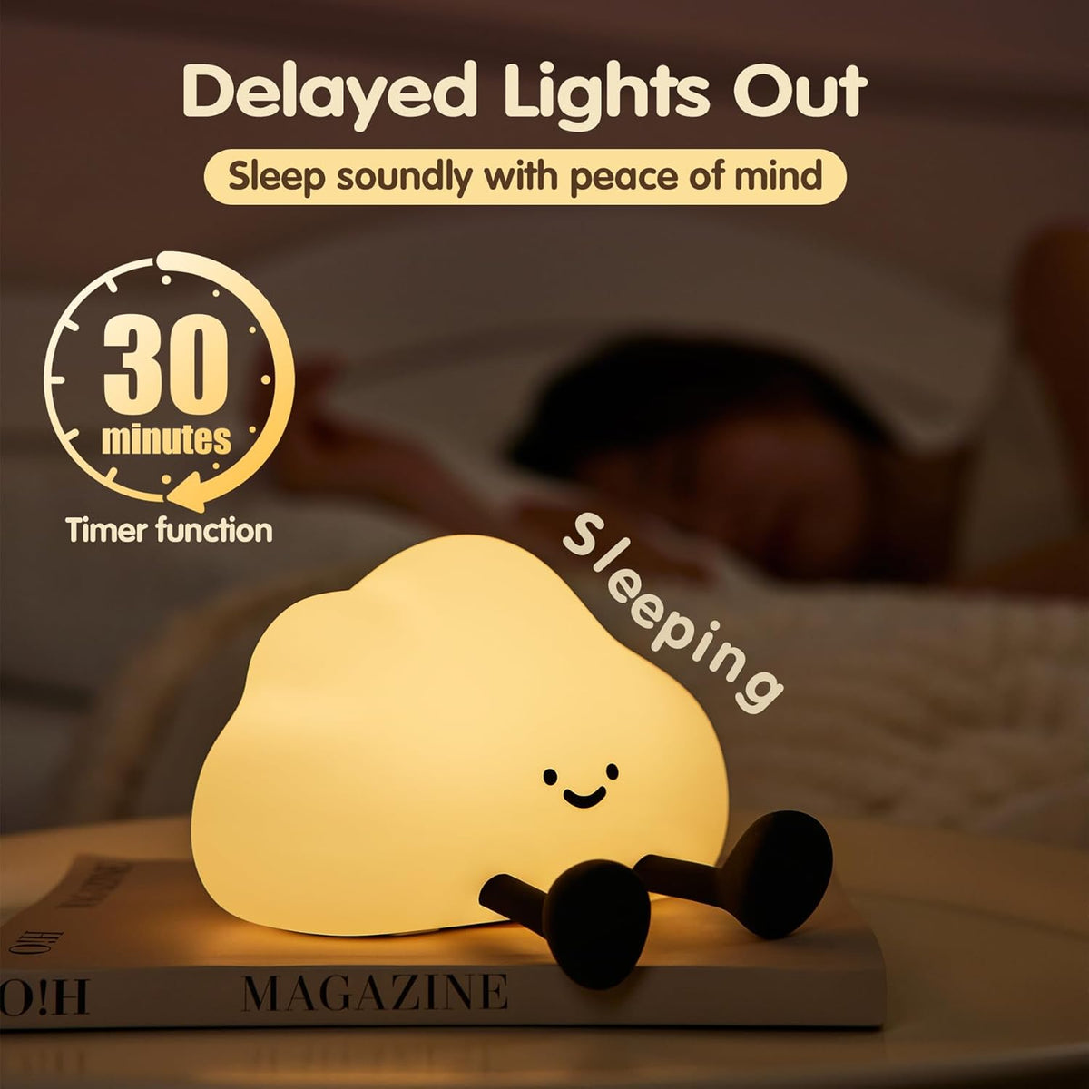 Cloud Night Light for Kids, Adorable Touch Night Lamp Silicone Dimmable LED Nightlight for Nursery