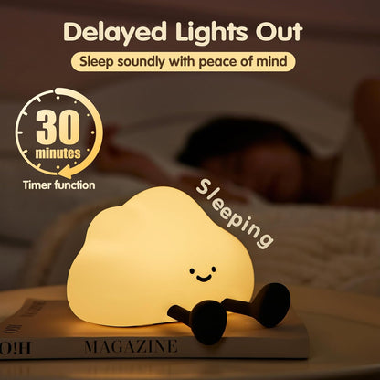 Cloud Night Light for Kids, Adorable Touch Night Lamp Silicone Dimmable LED Nightlight for Nursery
