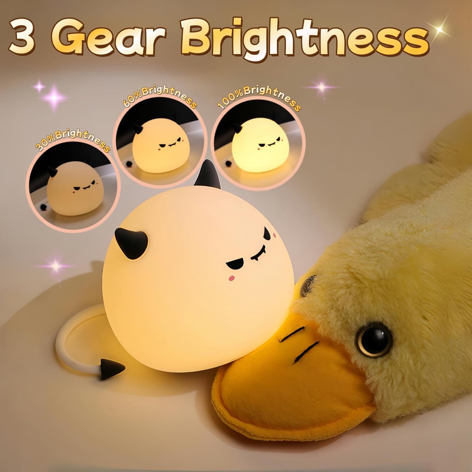 Cute Monster Night Light for Kids,Cute Monster lamp Soft Silicone Lamp 3 Level Dimmable Changing