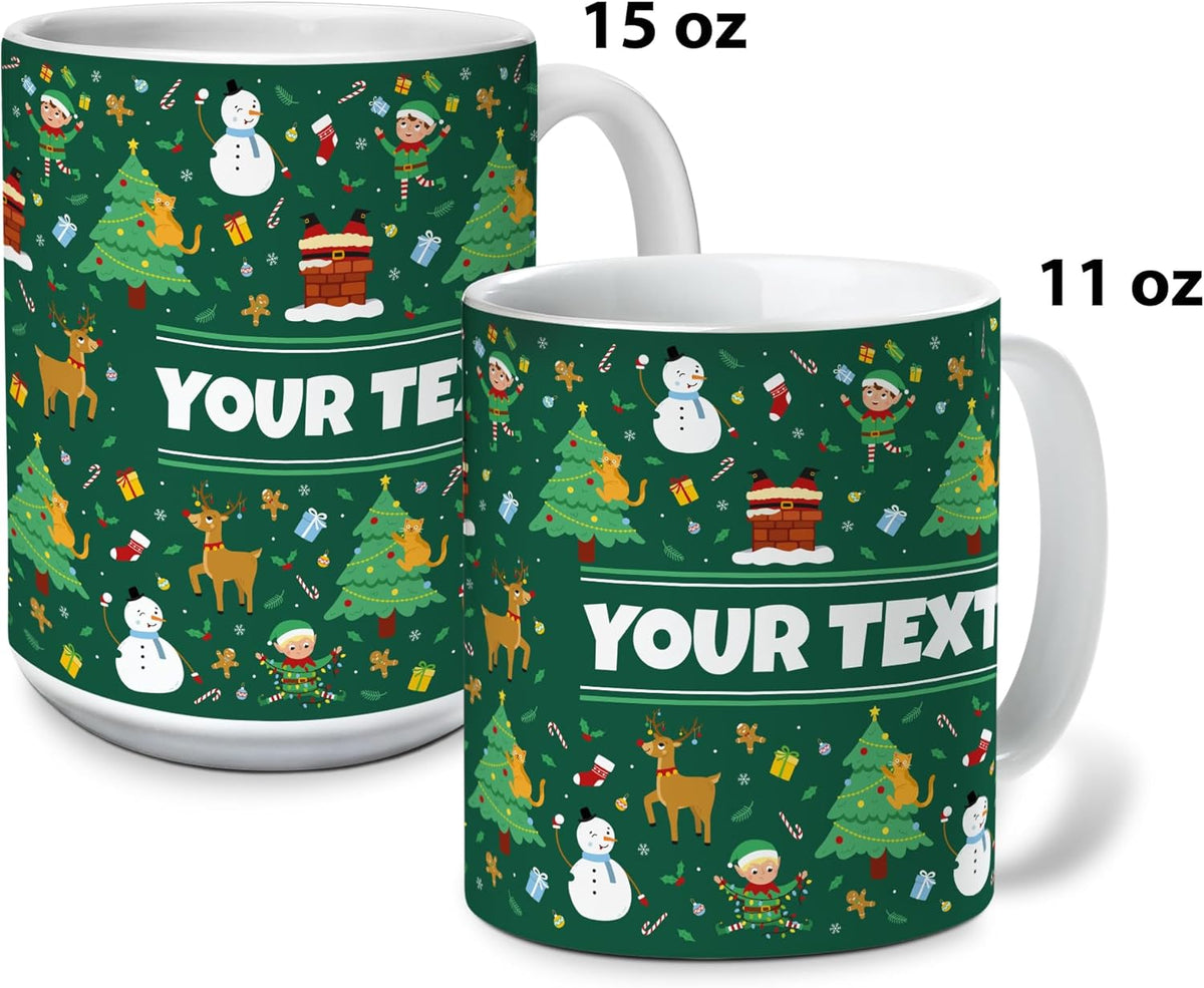 Personalized Mug for Kids - Christmas - Custom Name/Text, Ceramic Hot Chocolate/Cocoa/Coffee Cup
