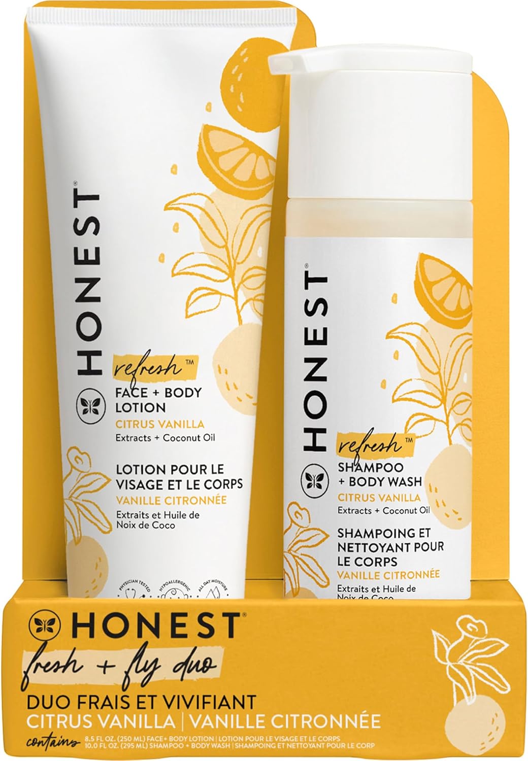 The Honest Company 2-in-1 Cleansing Shampoo + Body Wash and Face + Body Lotion Bundle | Gentle for