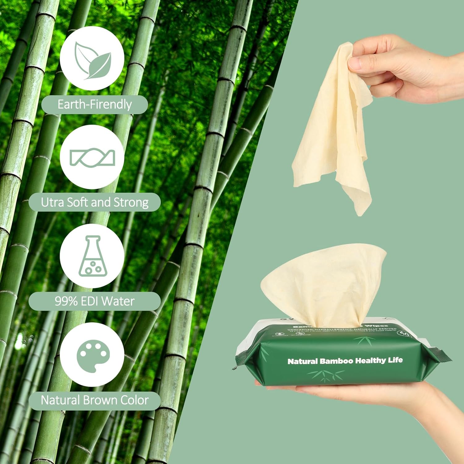 Bamboo Flushable Wipes,Septic Safe,Soft, Soothing Botanicals & Aloe, Unscented,Eco Friendly