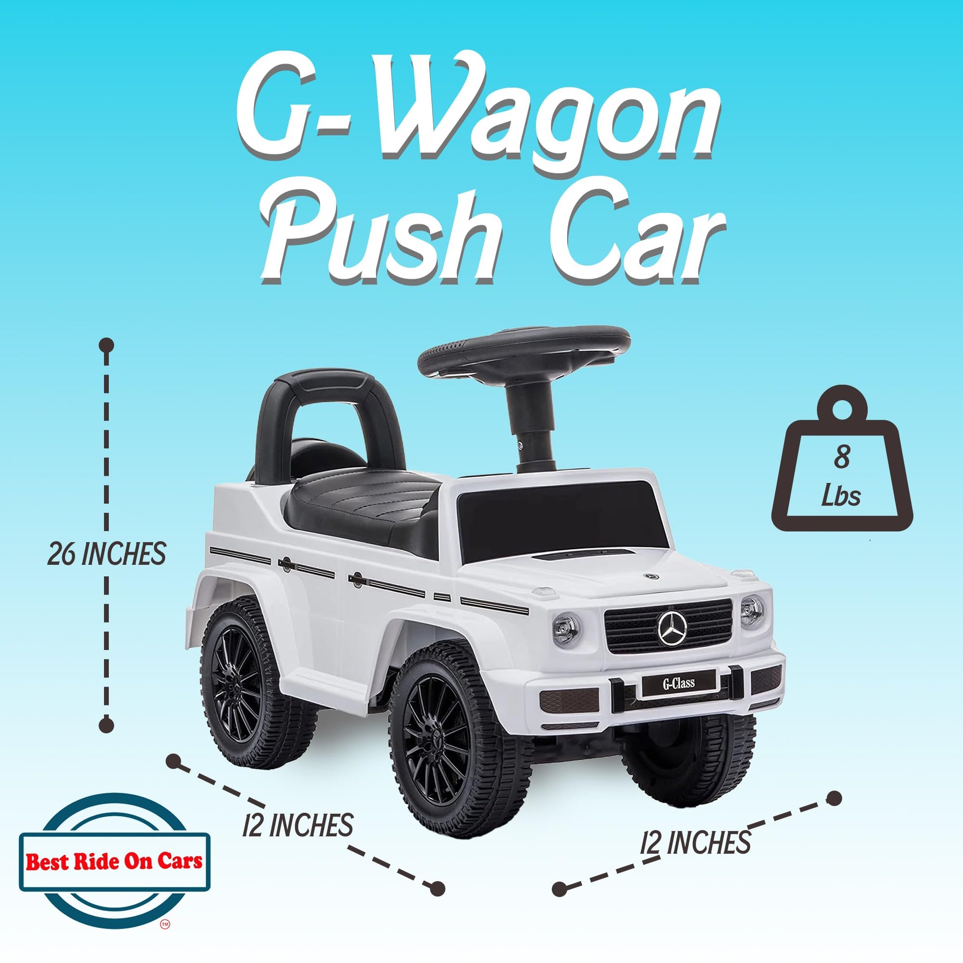 Best Ride On Cars Kids Outdoor Stroller Mercedes G-Wagon Push Car with Working Lights, Horn, and