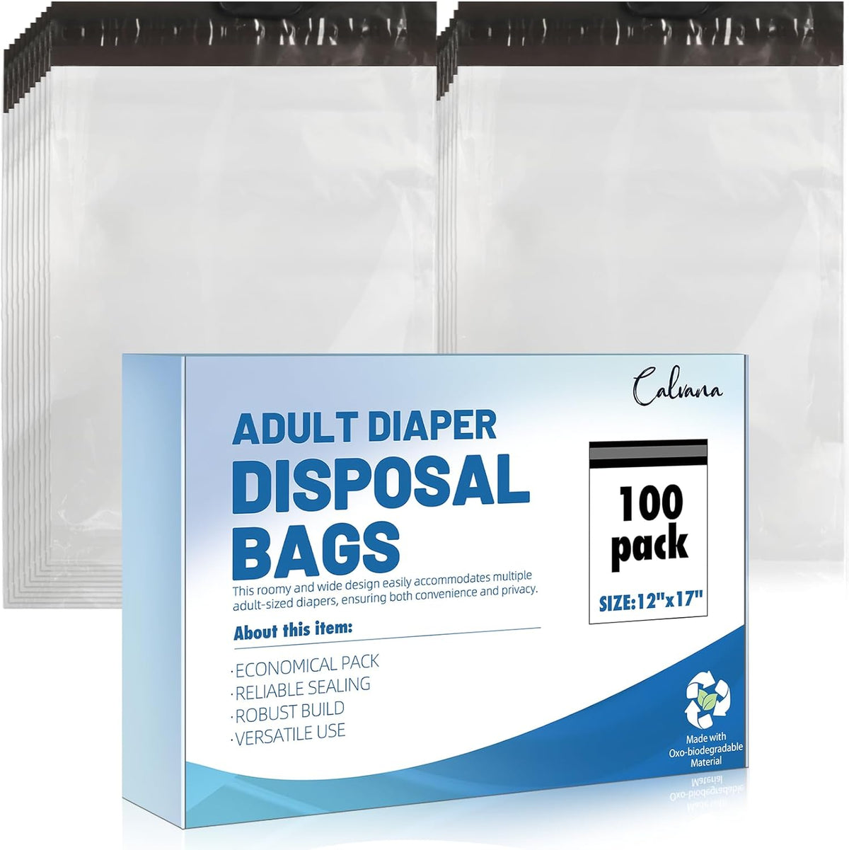 Calvana100 Pcs Extra Thick Adult Diaper Disposable Bags Odor Tight Sealing Disposal Bags Tear