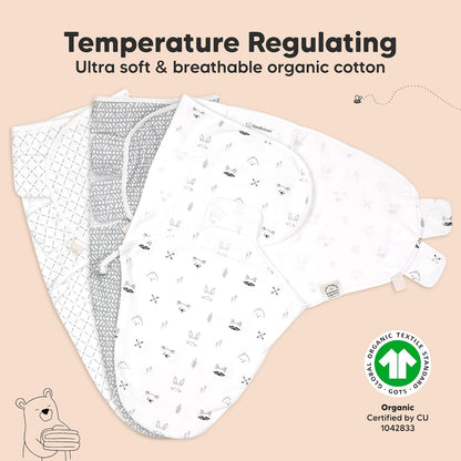 KeaBabies 3-Pack Organic Baby Swaddle Sleep Sacks - Swaddles for Newborns, Infant 0-3 Months, Baby