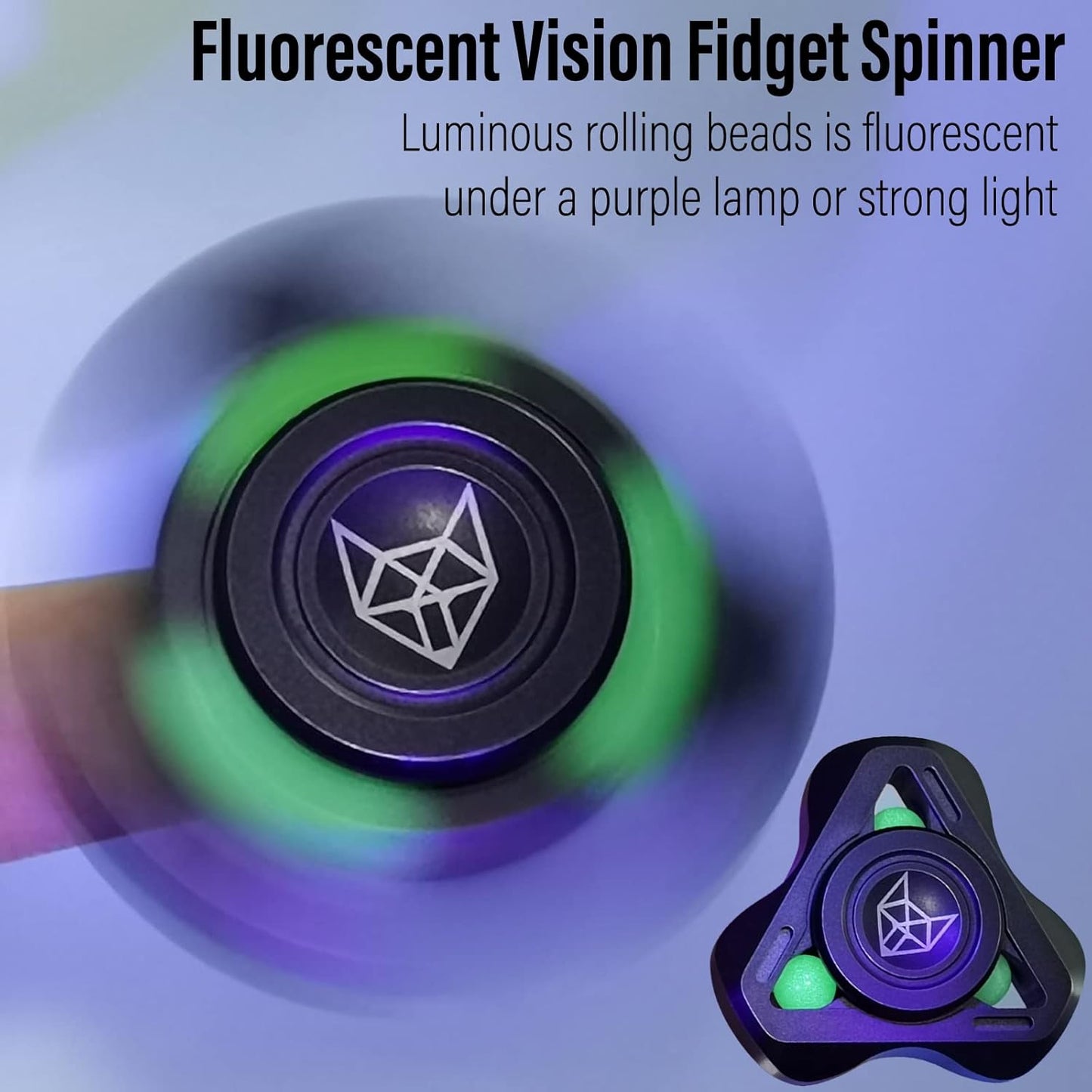 FREELOVE Upgraded Fox Metal Fidget Spinner for Adults, Steel/Glow Balls Clicking Noise, Mini Small