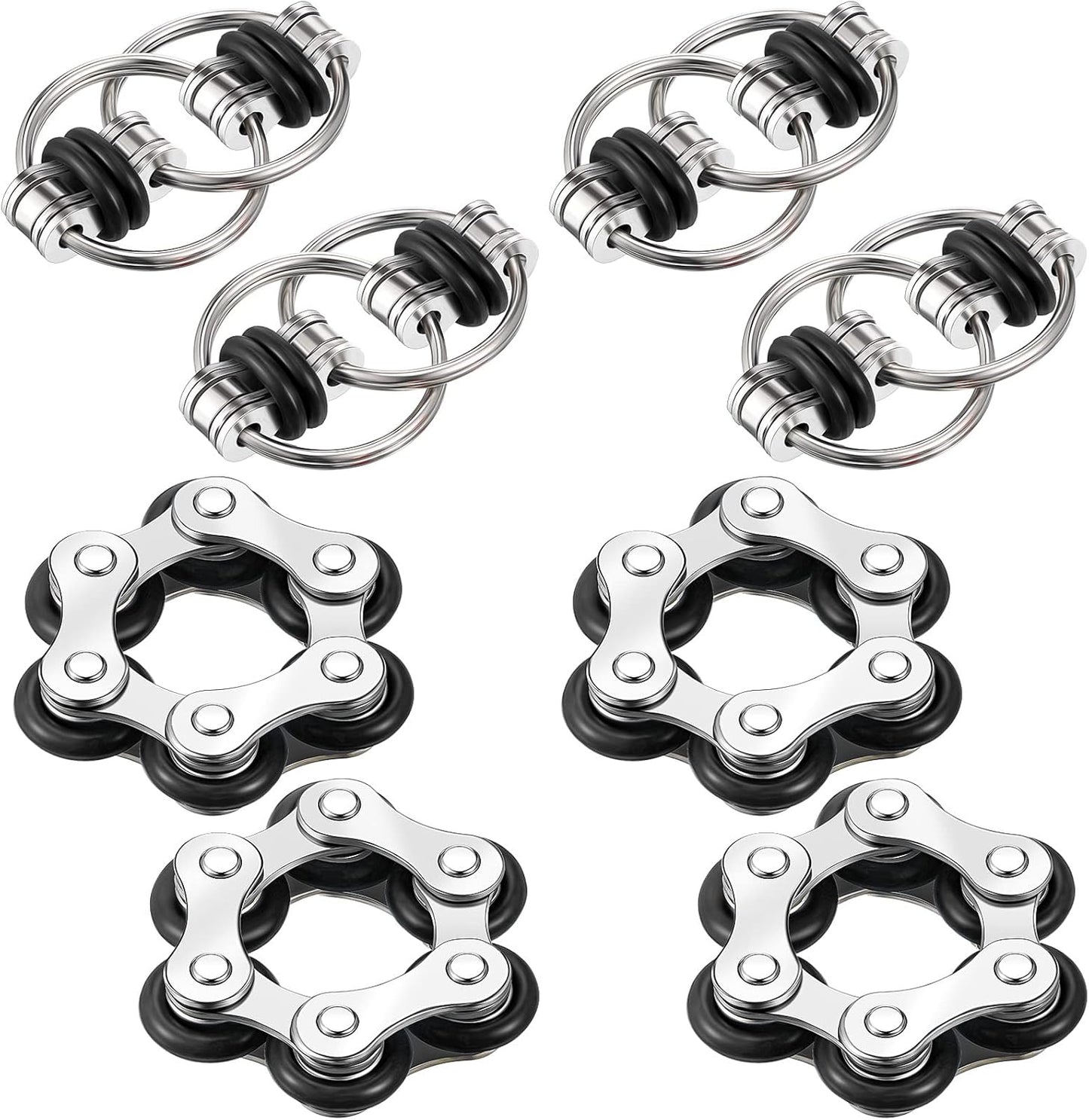 Hicarer 8 Pieces Fidget Toys Set includes 4 Flippy Roller Chain and 4 Six Roller Bike Chain Toys