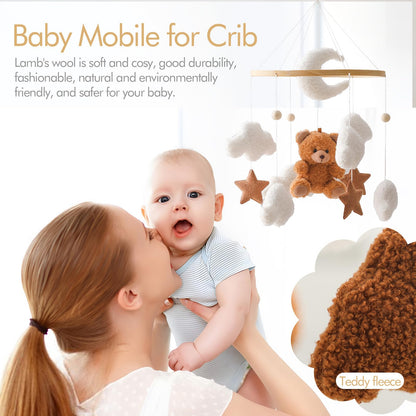EERKEOD Baby Crib Mobile Bear Nursery Mobile for Boys Girls Teddy Velvet Mobile Nursery Decor for