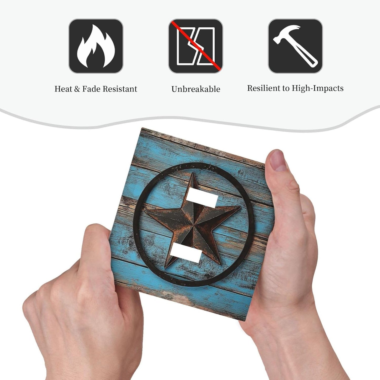 Decorative Switch Plates Rustic Wood Country Barn Texas Star On Teal 2 Gang Double Toggle Outlet