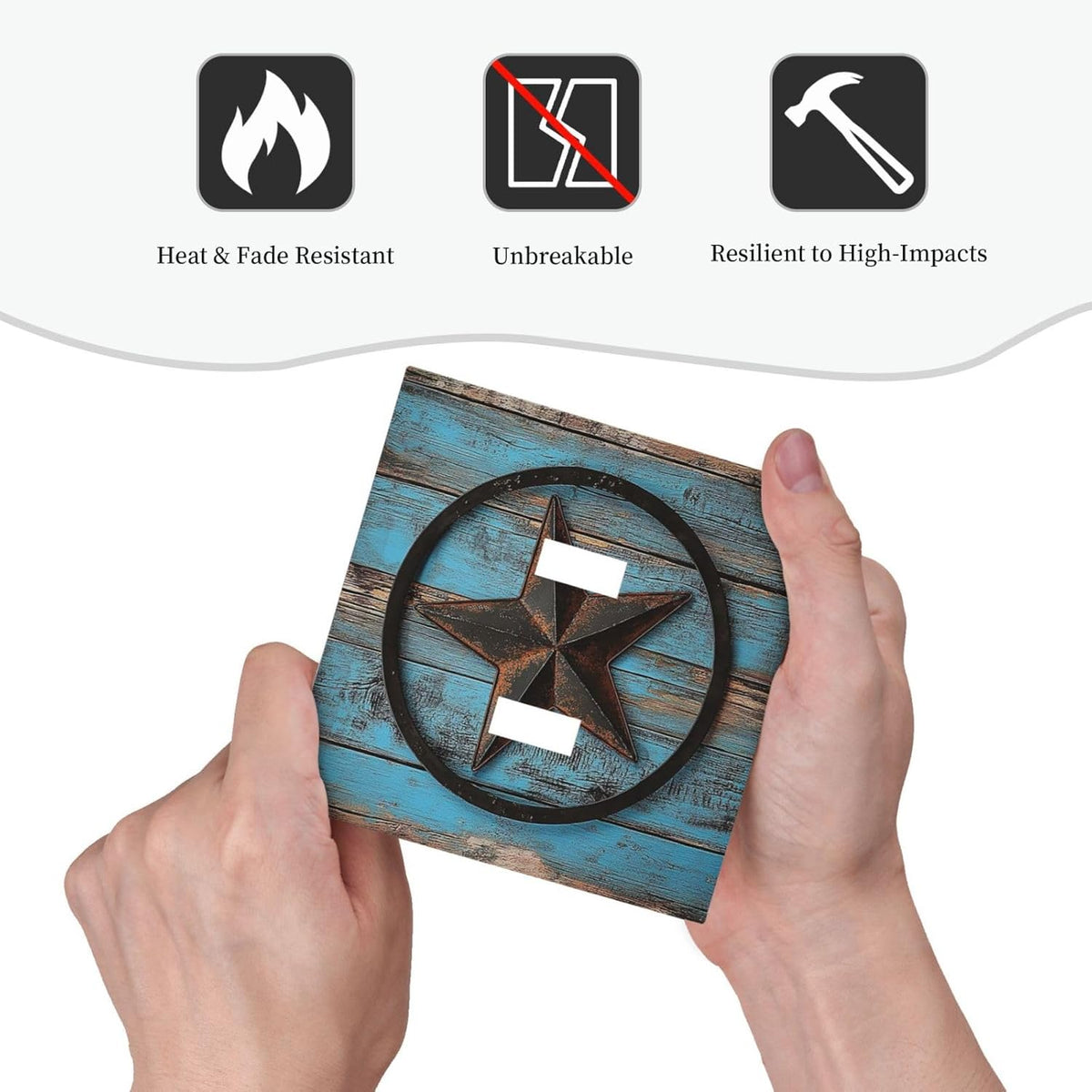 Decorative Switch Plates Rustic Wood Country Barn Texas Star On Teal 2 Gang Double Toggle Outlet