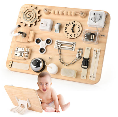 Potatomato Montessori Large Busy Board - Wooden Sensory Toys -Fidget Activity Board for Toddlers