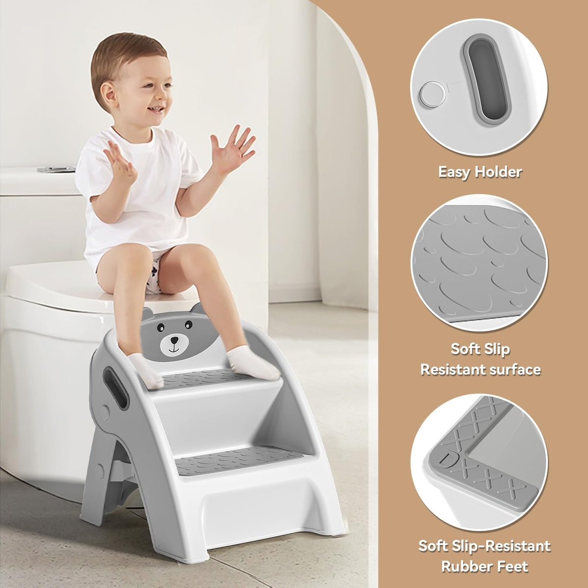 TPN Toddler Step Stool for Bathroom Sink and Potty Training Durable Anti-Slip,Anti-Tip