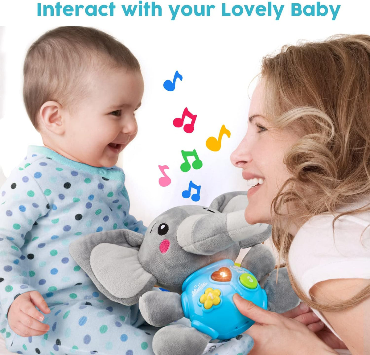 STEAM Life Baby 3-6 Months Boy Gifts Musical Toys Plush Elephant Infant 0-6 6-12 Month Light Up