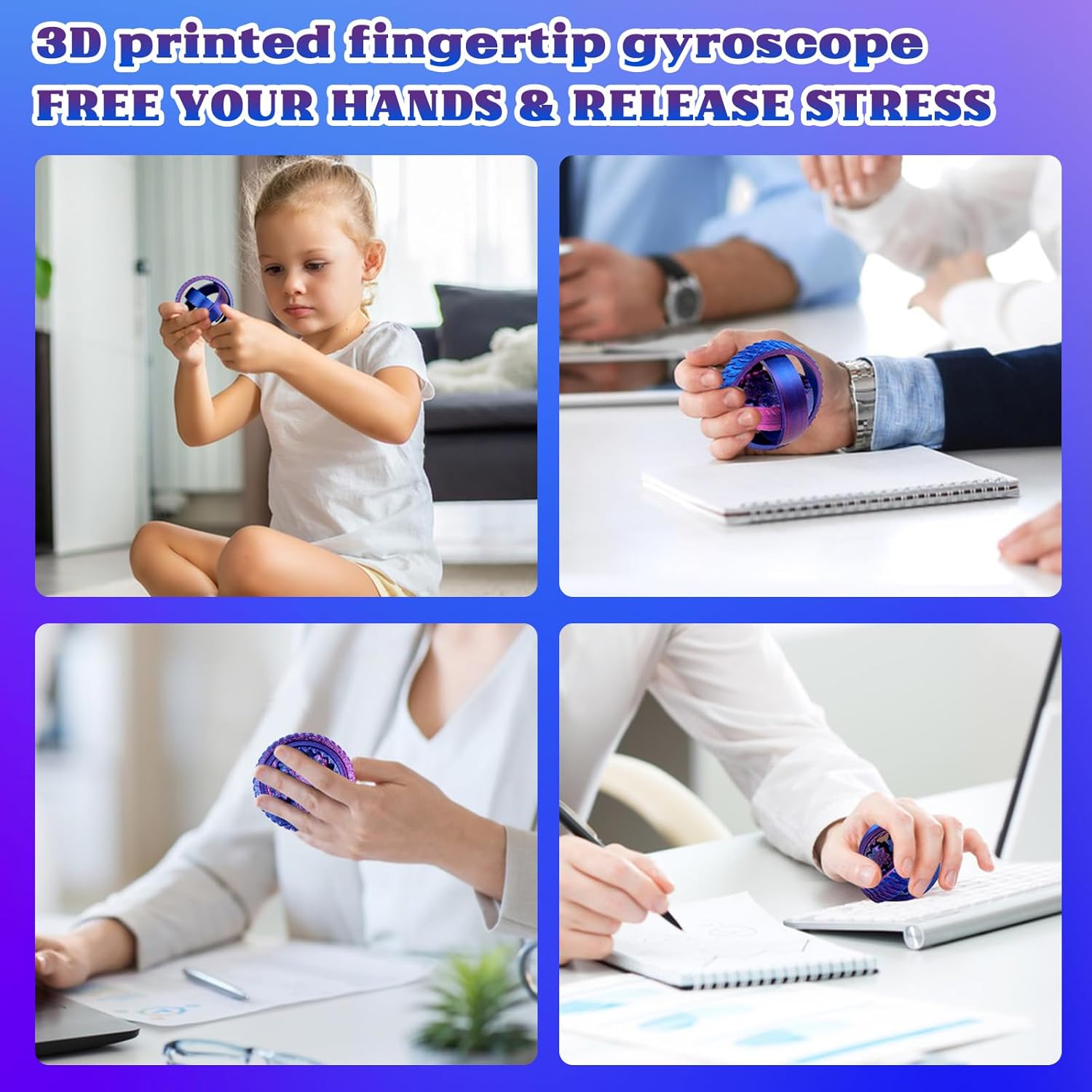 2-Pack 3D Printed Fidget Spinners for Kids & Adults - Stress Relief Toys for ADHD, Anxiety &