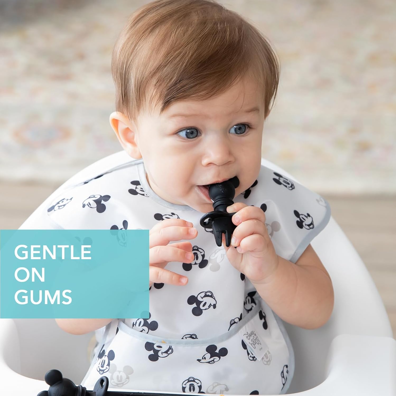 Bumkins Disney Baby Utensils Set, Chewtensils Silicone Spoons for Dipping, Self-Feeding, Baby Led