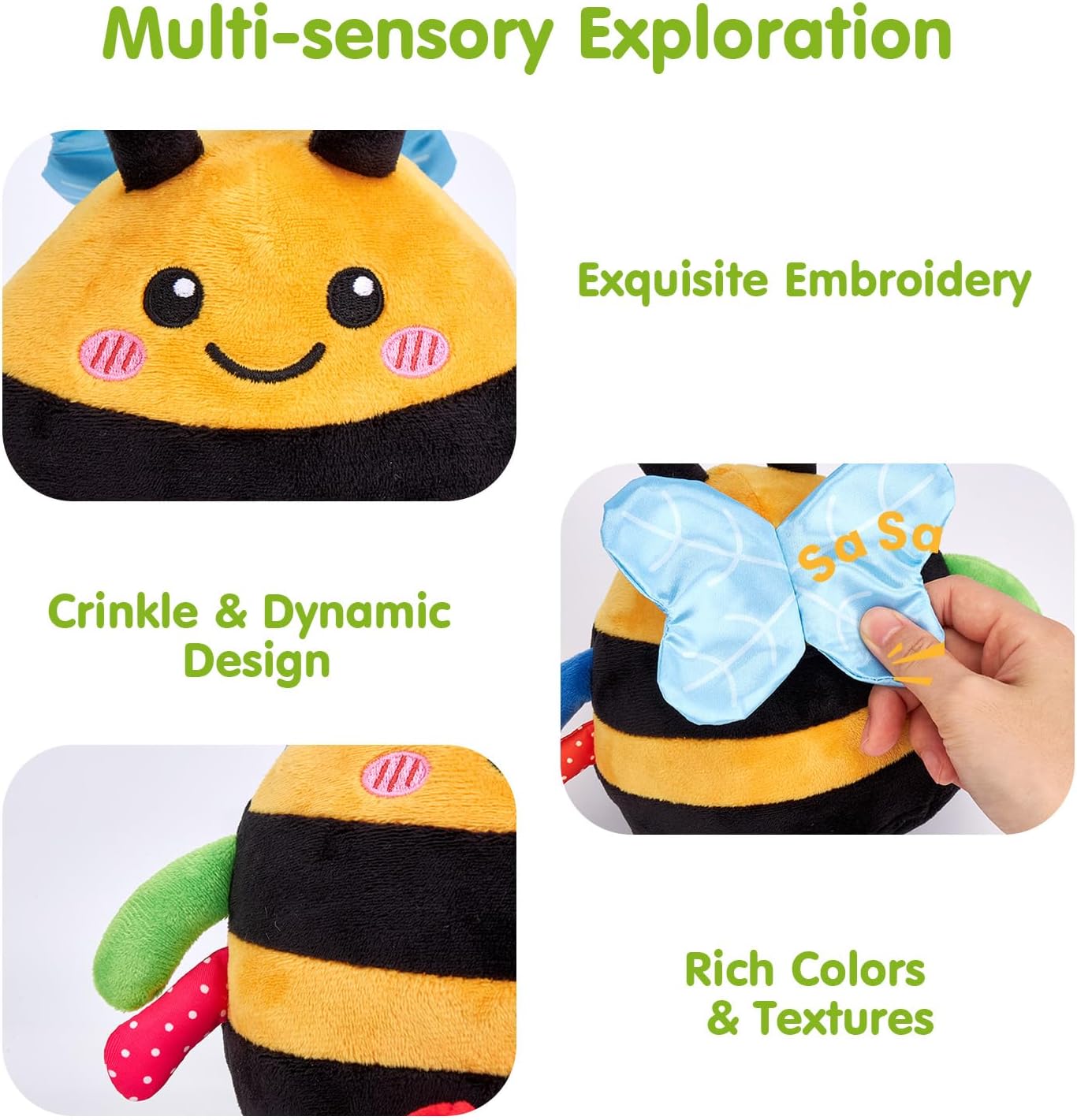 hahaland Baby Toy for 6 + 12 18 Months – Crawling Musical Dancing Bouncing Learning Bee Plush