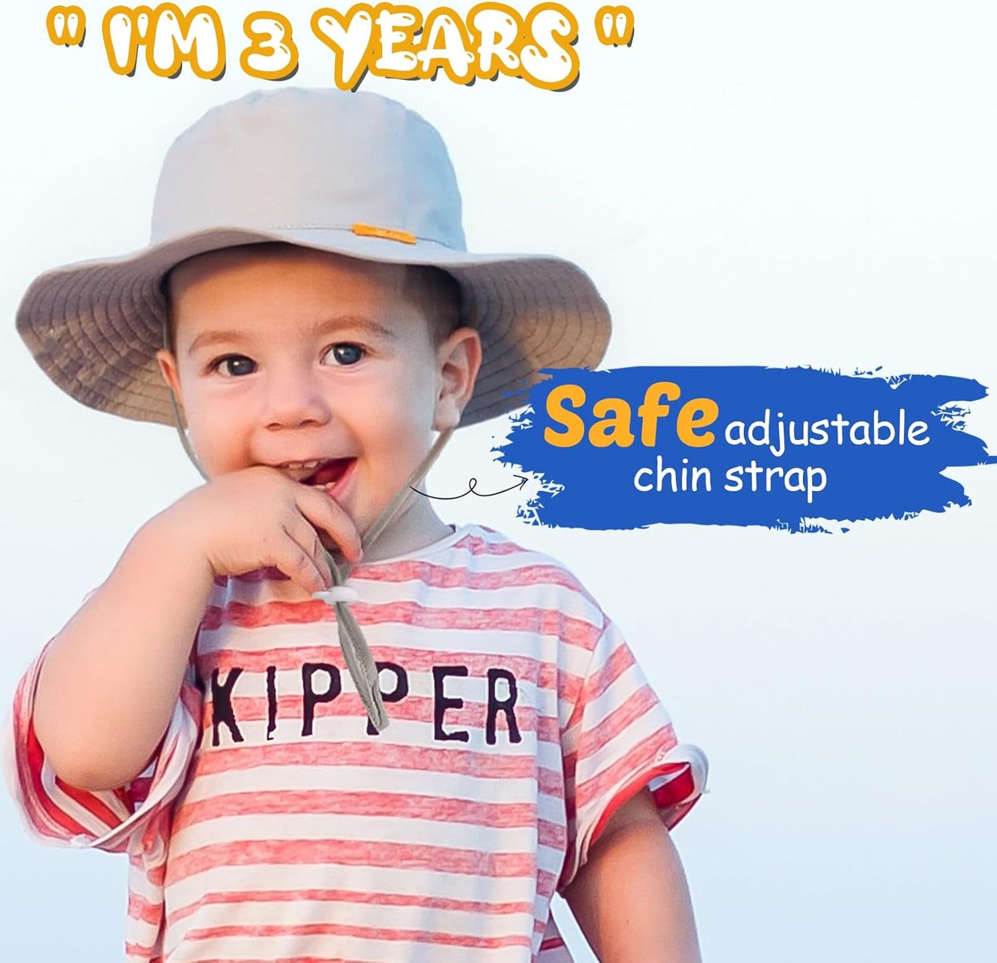 Baby Sun Hat Kids Summer UPF 50+ Toddler Bucket Hat Wide Brim Adjustable Beach Hats for Boys Girls