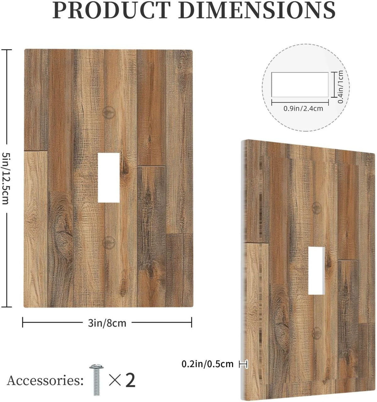 Decorative Light Switch Cover Retro Rustic Brown Wood Grain 1 Gang Single Toggle Device Electrical