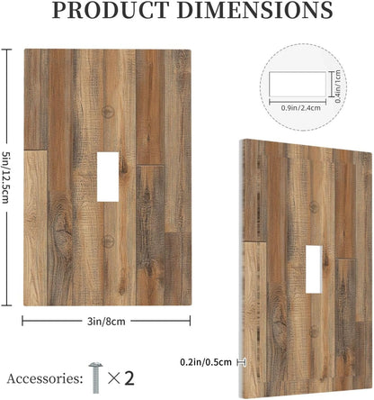 Decorative Light Switch Cover Retro Rustic Brown Wood Grain 1 Gang Single Toggle Device Electrical