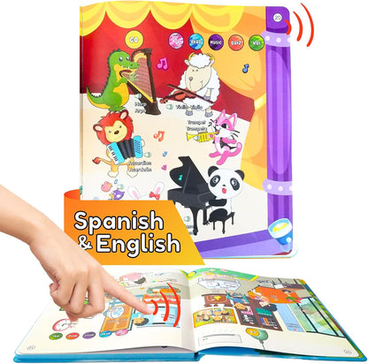 ZEENKIND Spanish & English Talking Learning Book for Kids 2 3 4 5 6 Years Old, 420 Words Toddler