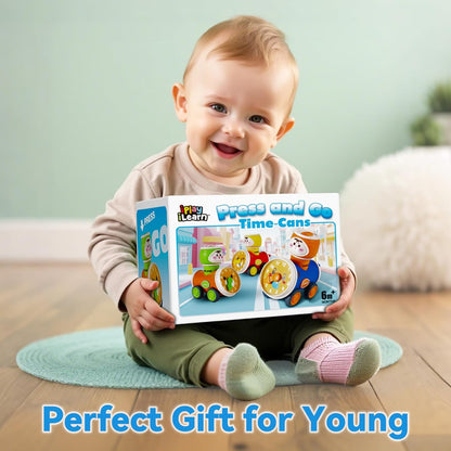 iPlay, iLearn Press to Go Car Toys Set for Toddlers 1-3, Baby Push Go Friction Racing Cars, Infant